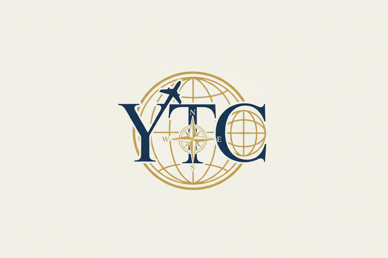 create a luxury aesthetic logo for a travel business with the letters YTC